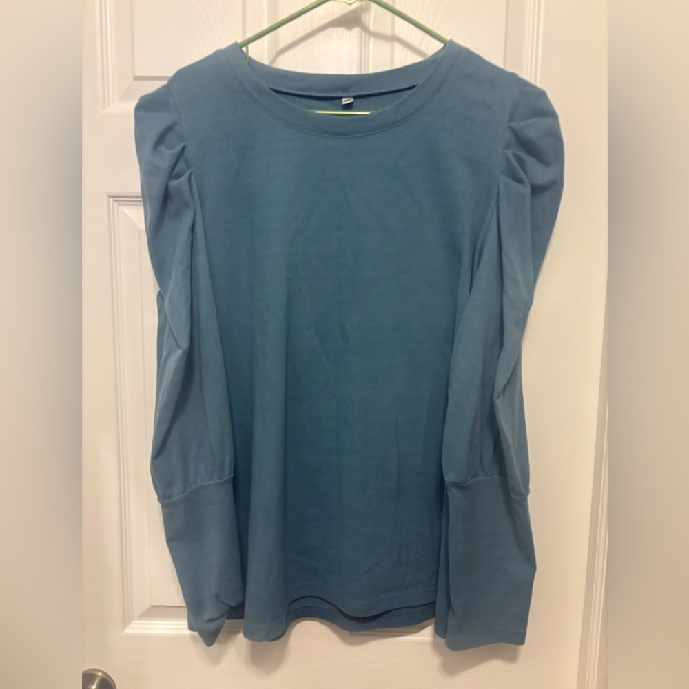 Elegant Teal Long Sleeve Top